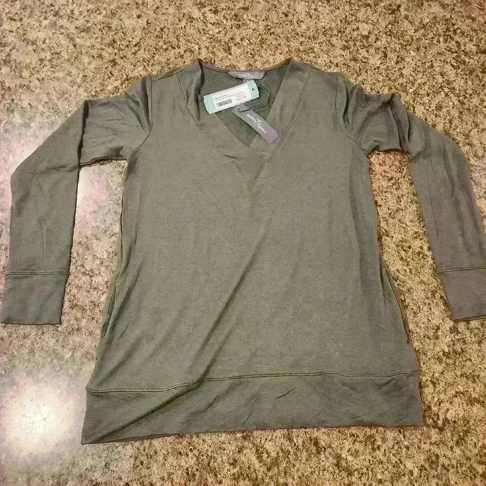 NWT Market & Spruce Olive Estoria French Terry Pocket Knit Long-Sleeve Top - Picture 7 of 11